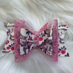 Floral Dinosaur Handmade Hair bow